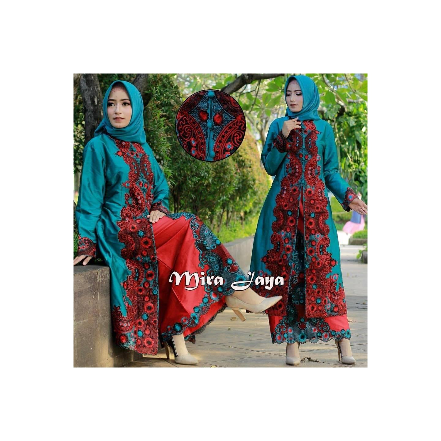 Set kebaya pinang toska merah original Mira Jaya