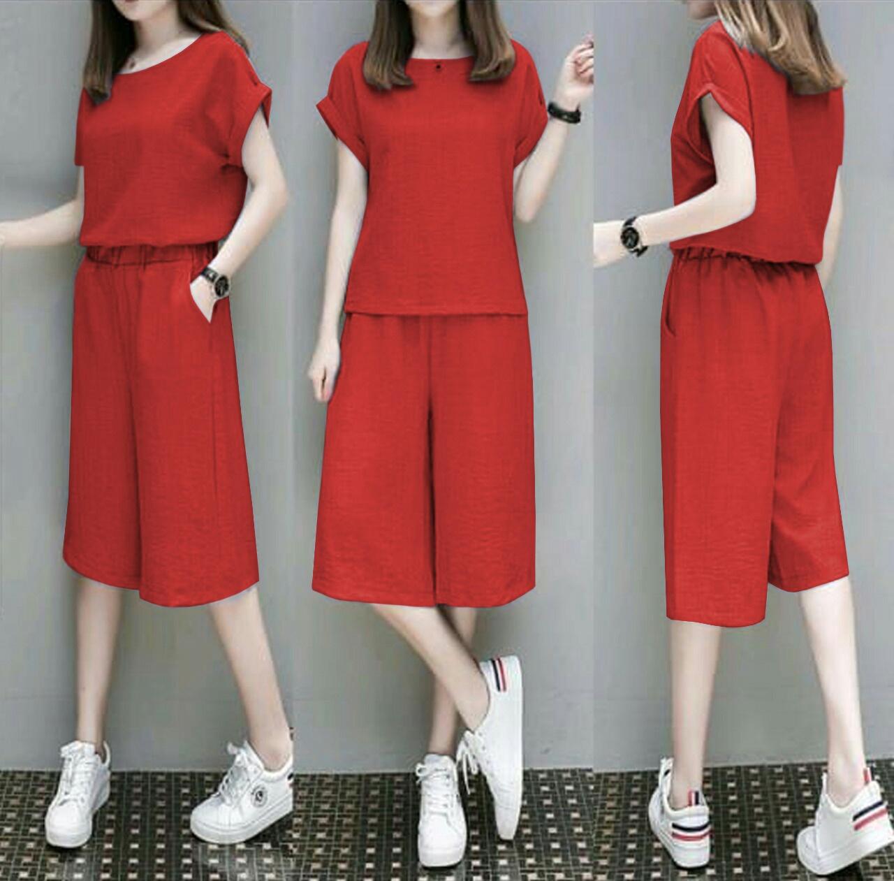 trendshopee Pakaian Wanita Setelan Berta Blouse Dan Celana Pendek