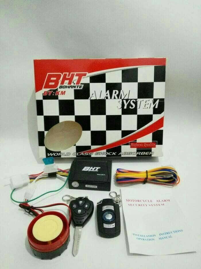 Alarm Motor BHT Model Baru Fitur Lengkap + Cara Pasang Premium | ( gembok alarm motor anti maling koper sepeda pagar cakram kinbar kode tas mobil clock rumah sensor gerak pintu digital remote lock bht ) |