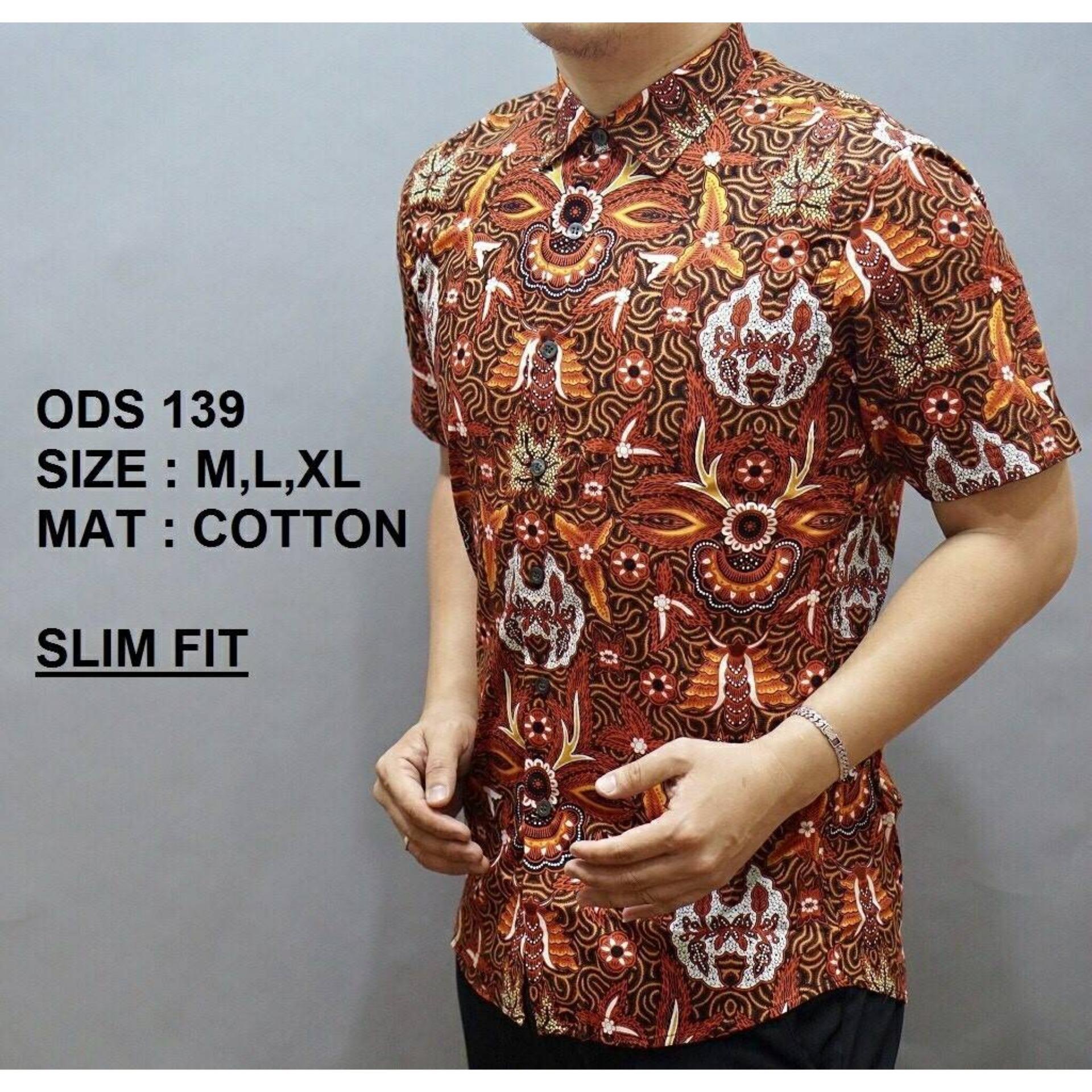The cheapest price baju batik pria lengan panjang songket kemeja Atasan Kemeja Batik Modern Baju Pria Slim Fit Lengan Pendek OB623