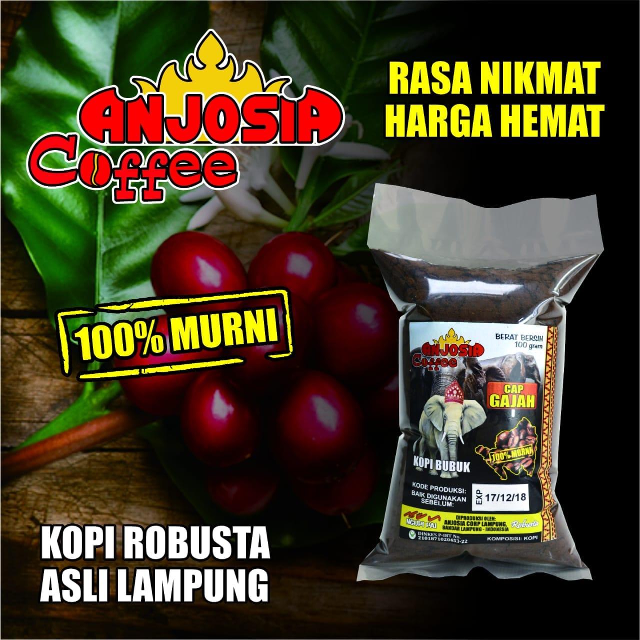 ANJOSIA Kopi Robusta Lampung Cap Gajah Bubuk 100gr - Murah