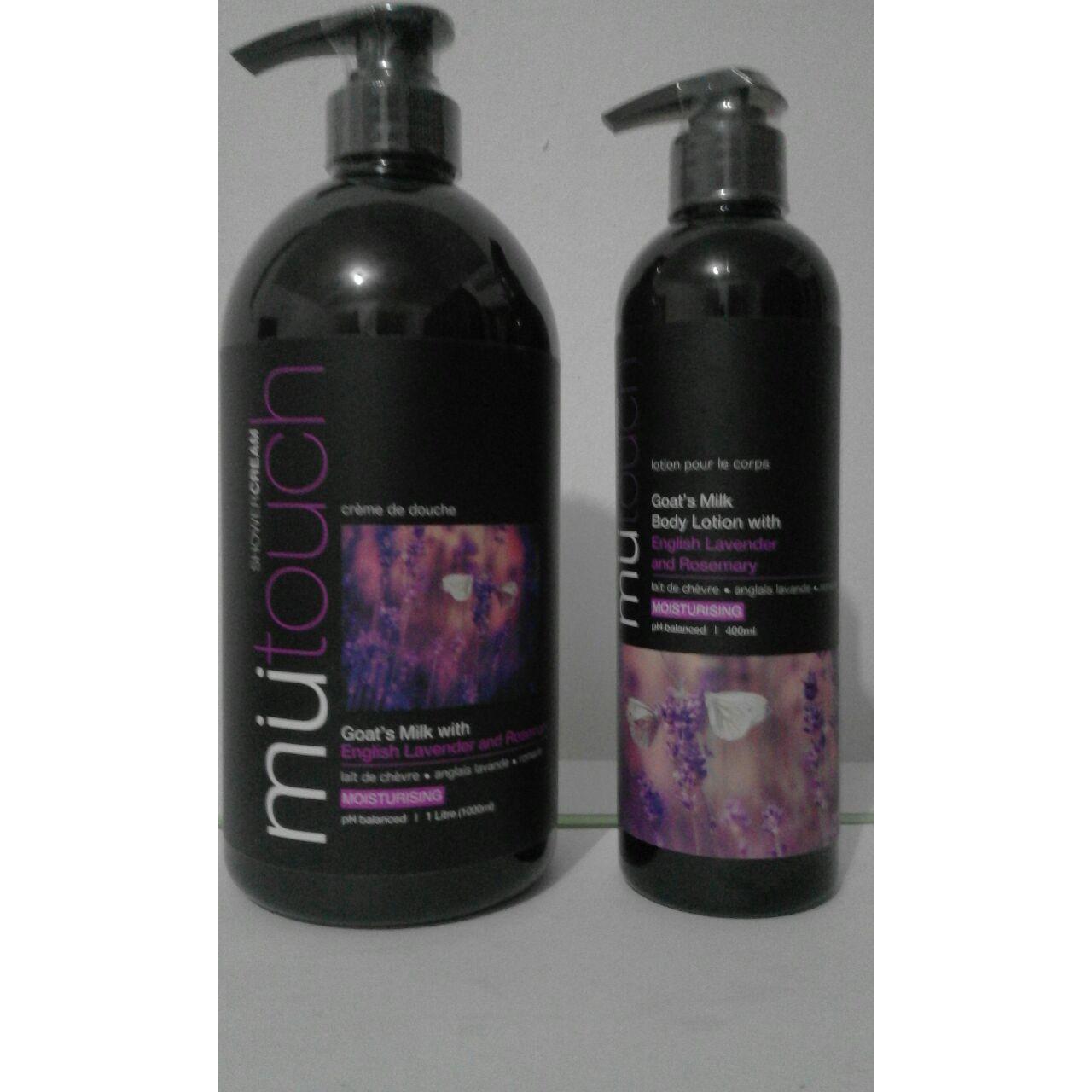 MU TOUCH ENGLISH LAVENDER AS Goat's Milk Shower Cream 1000ml dan Mu Touch Body Lotion 400ml
