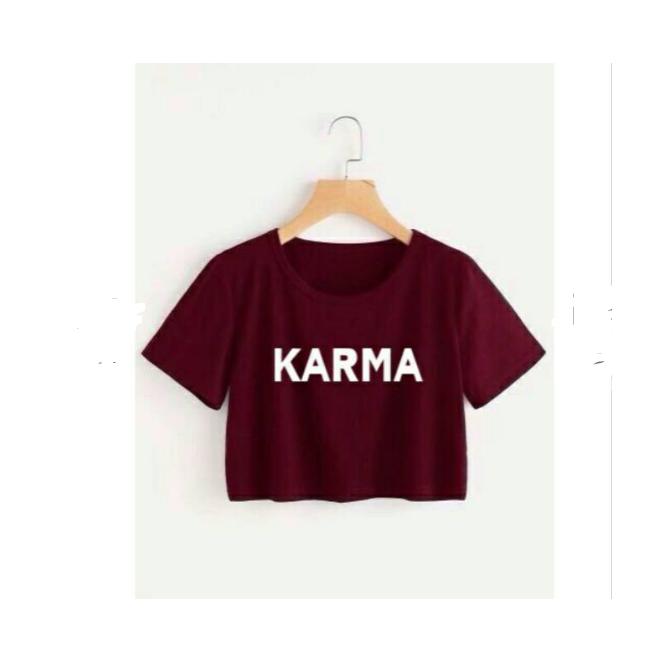 KARMA CROP TEE / ATASAN WANITA / FIT TO L / BAJU MURAH / TUMBLR / KAOS / MODEL BARU / FASHION
