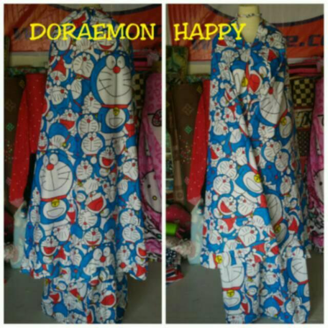 Jual mukena anak/mukena dewasa/mukena karakter bahan katun panca motif Doraemon (ukuran Anak)