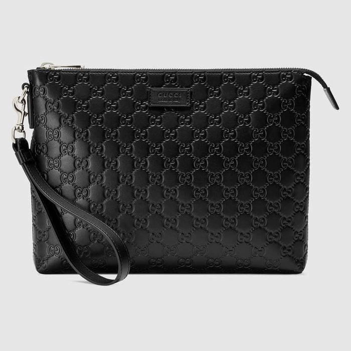BEST SELLER!!! Tas Gucci Hand Pouch Leather Gg Guccissima Soft Man Bag Leather