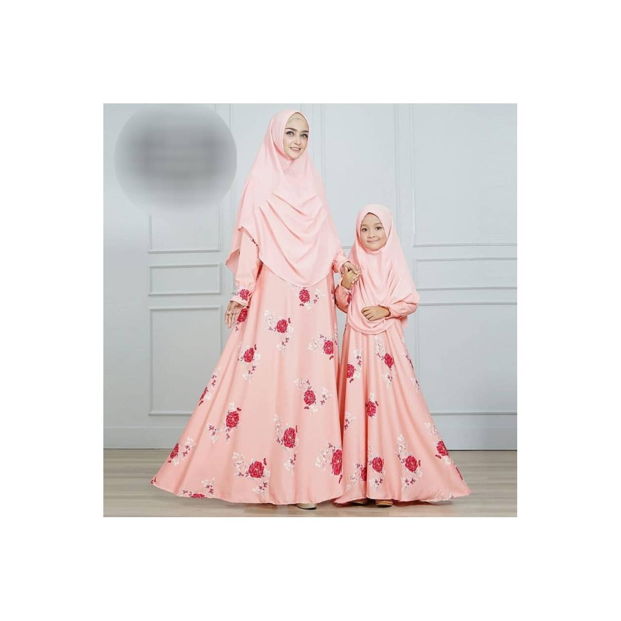 COUPLE GAMIS SIZE XXL + ANAK 5-7 TAHUN WOLFIS ( PUTIH MOCA PEACH HITAM