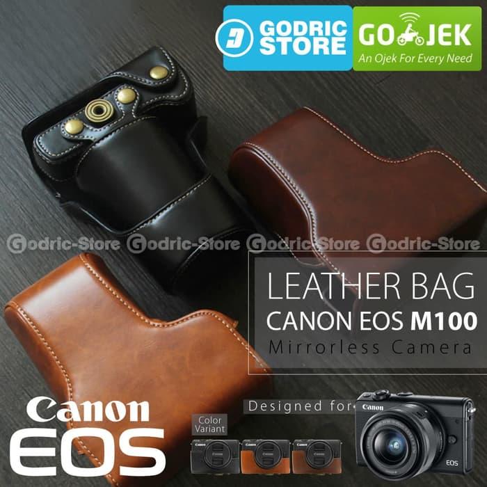 Canon EOS M100 Leather Bag / Case / Tas Kamera Kulit 15-45 / 18-55 MM