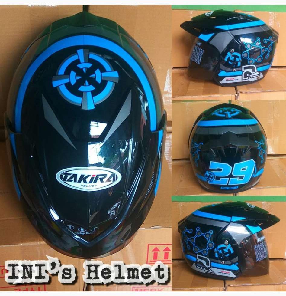HOT PROMO ! Helm ARL Pet Dewasa (No Double Visor) Murah Merk Takira List Biru - SNI - INIs Mart Jakarta