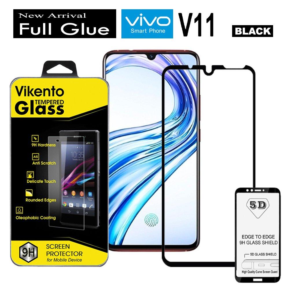 9H Full Glue Tempered Glass Full Cover Vivo V11 Full Coverage Screen Protector Film Anti Gores Kaca 5D Full Layar Hitam New Tempered Glass 2018