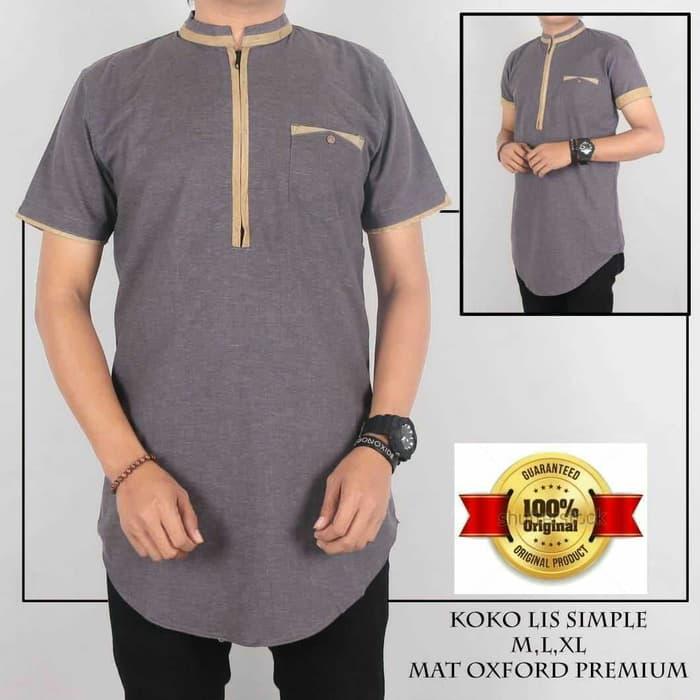 Baju Lebaran kemeja pria koko gamis pakistan - Abu-abu Muda