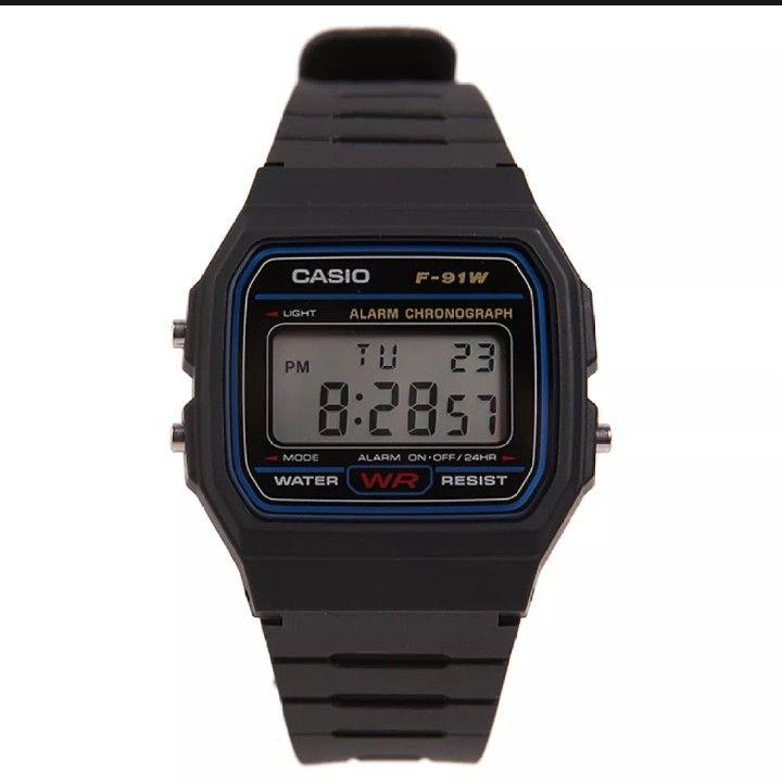 Casio ORIGINAL _Jam Tangan Unisex - Hitam - Karet - F-91W-1S Terbaru