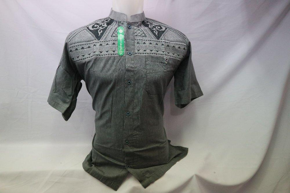 Busana Muslim Pria Dewasa Baju Koko Abu Lengan Pendek Bordir Pasar Tasik Tanah Abang Jakarta KIT 047 di lapak Al Muttaqin Collection produsenbajukoko