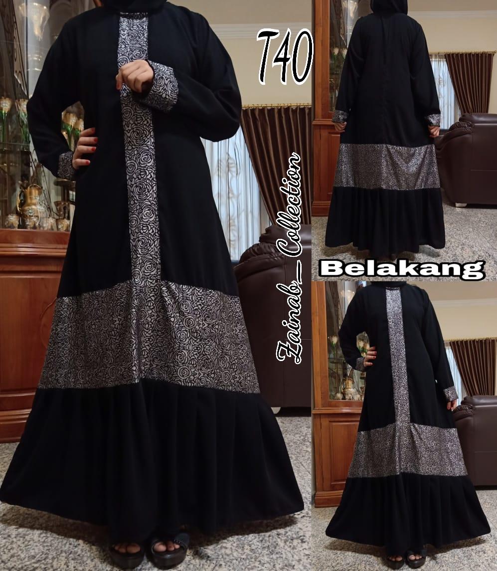 GAMIS ABAYA ARAB HITAM METALIK TENGAH ORI BY ZAINABCOLLECTION T40