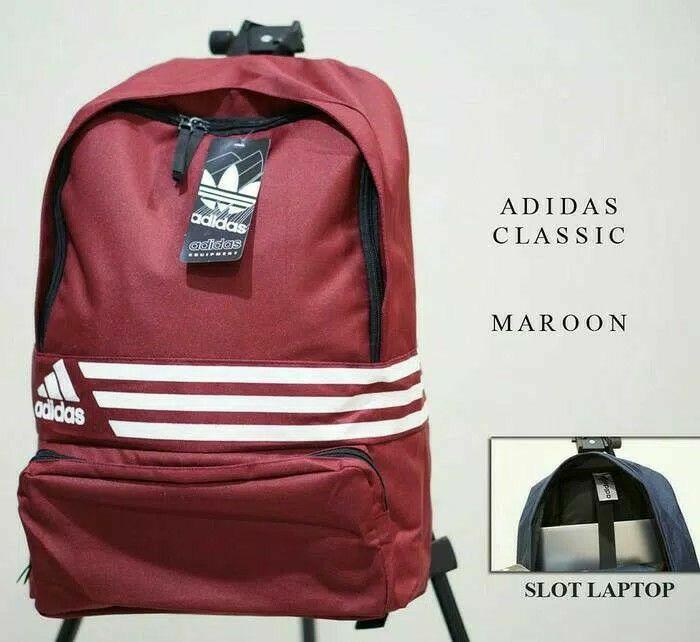 -Best Seller tas adidas classic new -Terlaris tas sekolah/tas anak/ransel cewek cowok(MAROON) -Produk Terlaris Termurah-