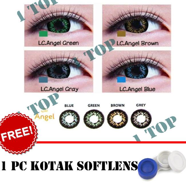 BEST SELLER Softlens Living Color Angel : Blue,Brown, Grey, Green Kualitas Bagus + FREE Lenscase