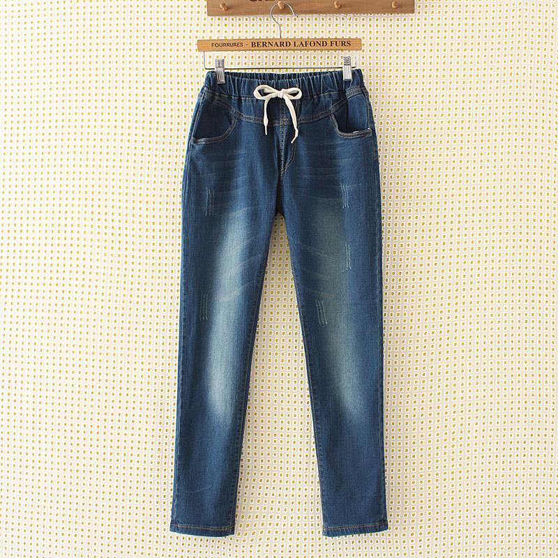 MM Jeans Musim Semi Baru Celana Panjang Wanita Elastis (Angkatan Laut Biru)