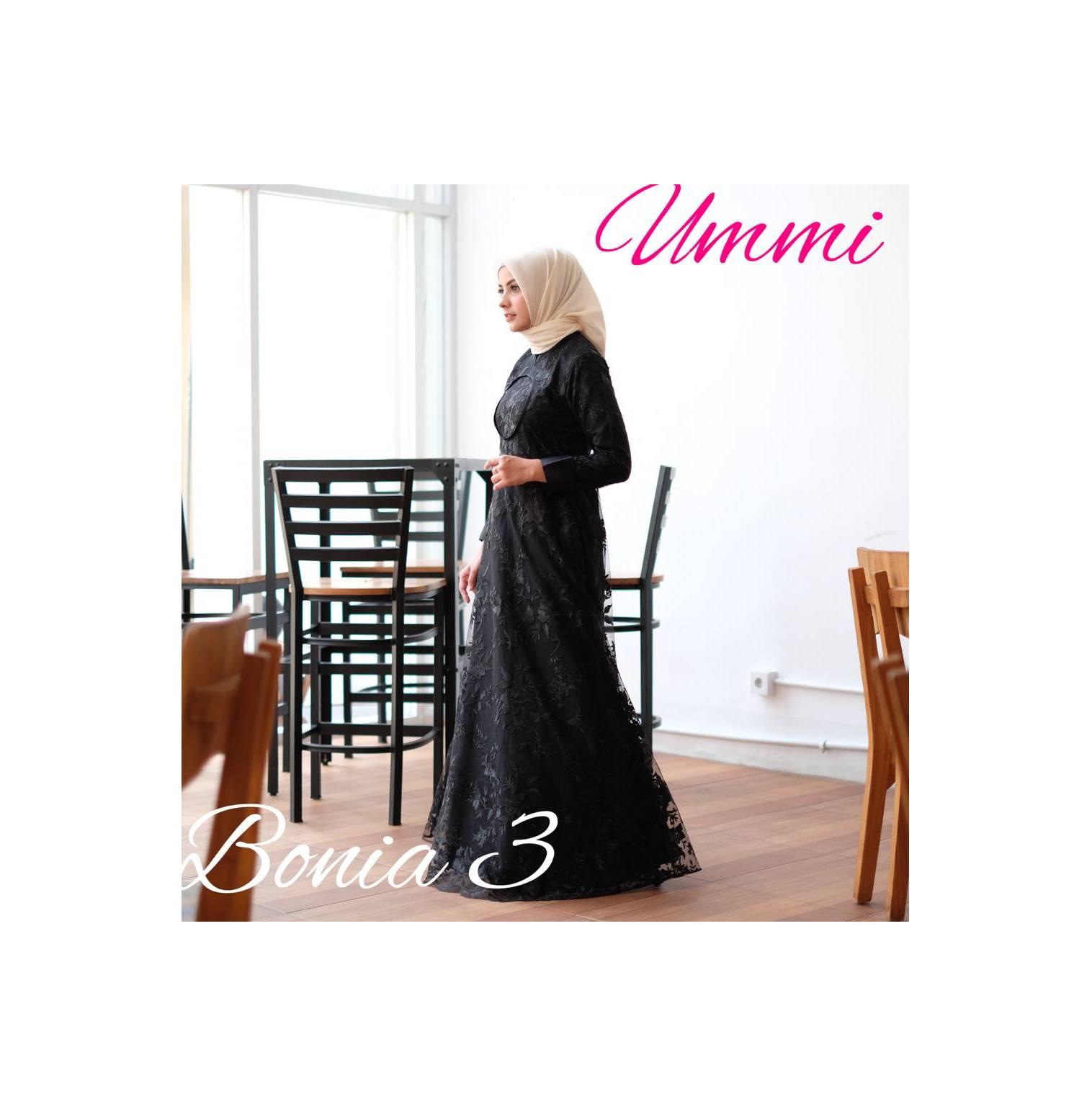 Gamis syari modern pesta bonia 3 by ummi ori branded brokat lebaran