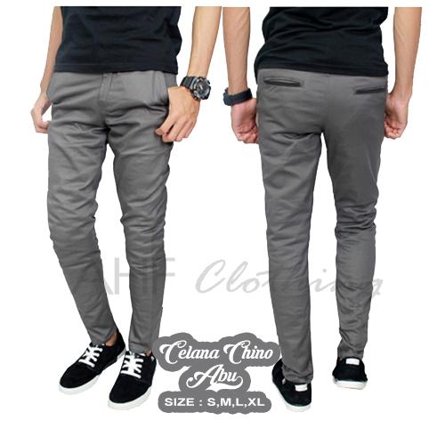 Celana Panjang Chino/ Chinos/ Cino Pria/Cowok - Abu Muda