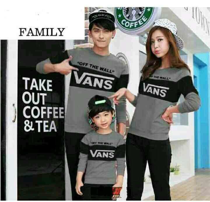 TJ.C-SWEATER COUPLE FAMILY VANSY 1 ANAK LENGAN PANJANG HARGA SUDAH 1SET=(AYAH+IBU+ANAK) BUSANA KELUARGA COUPLE KELUARGA KAOS KELUARGA T-SHIRTS