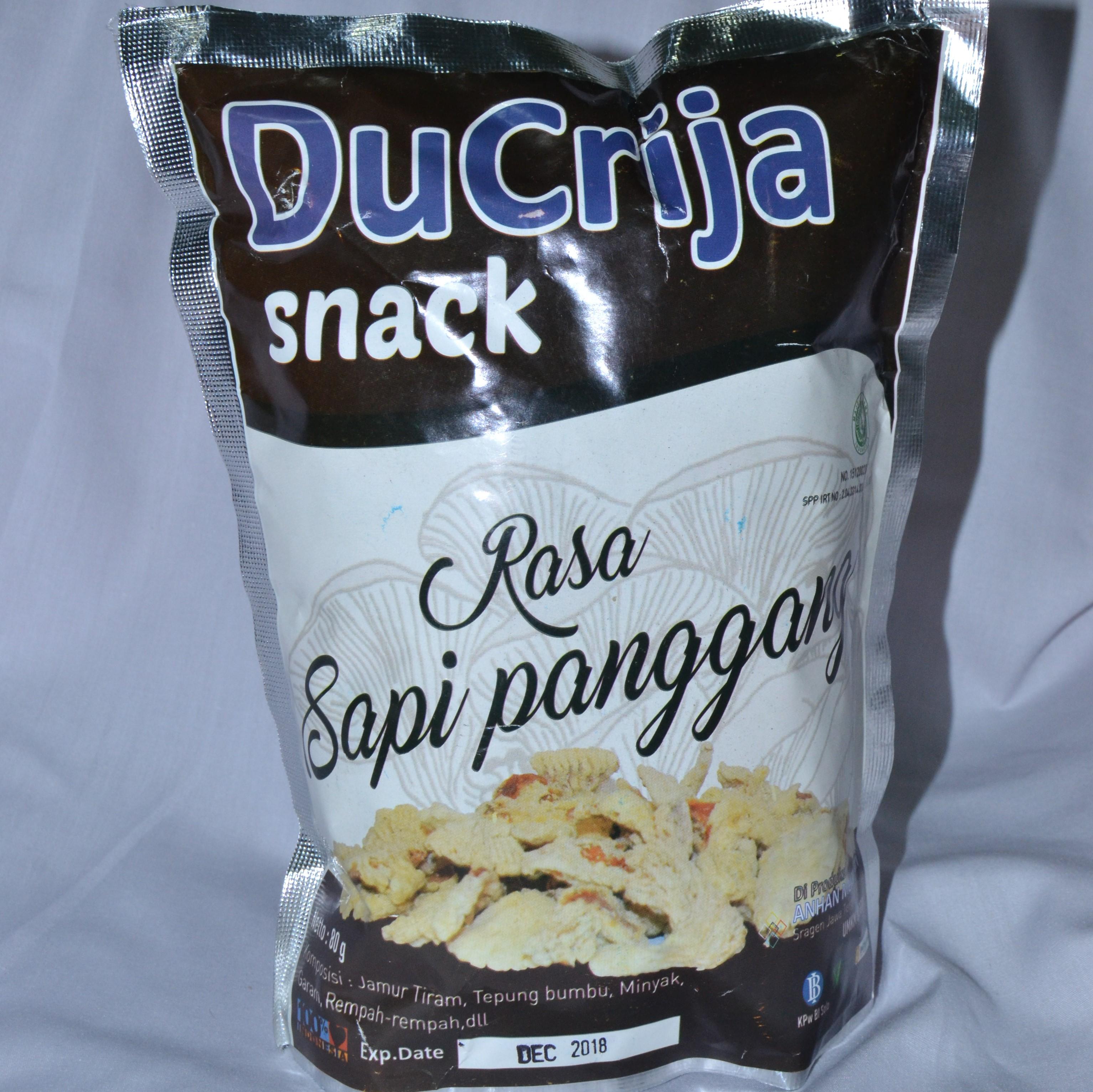 DuCrija Snack Jamur Tiram Organik - Rasa Sapi Panggang