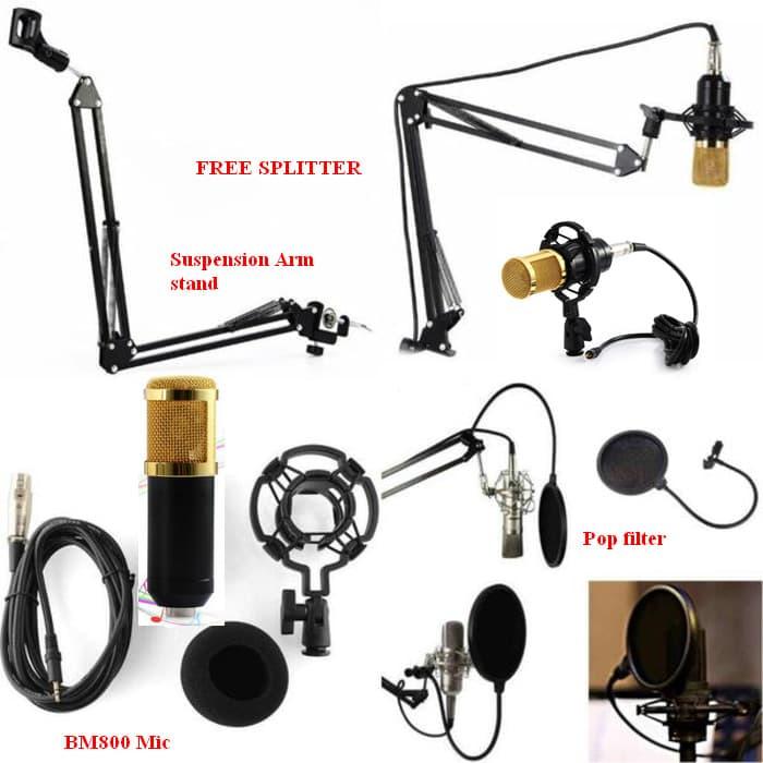 Paket Microphone Condenser BM800 + Stand Suspension + Pop Filter