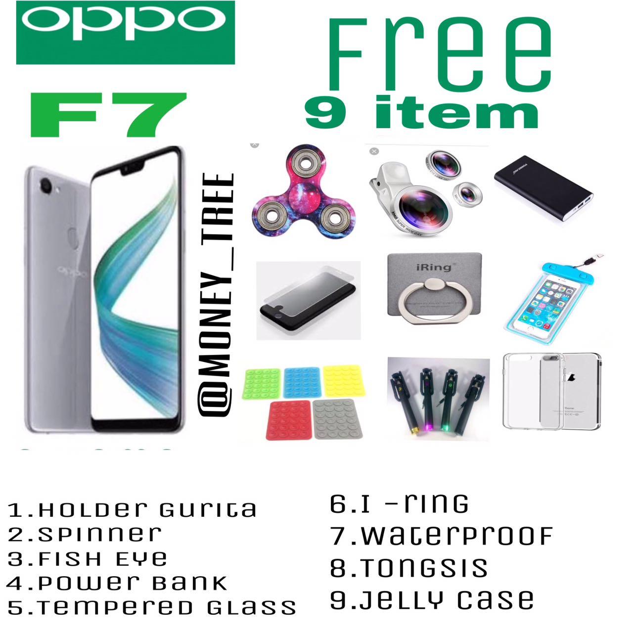 OPPO F7 (4/64 Gb) Silver + 9 Item Accesories
