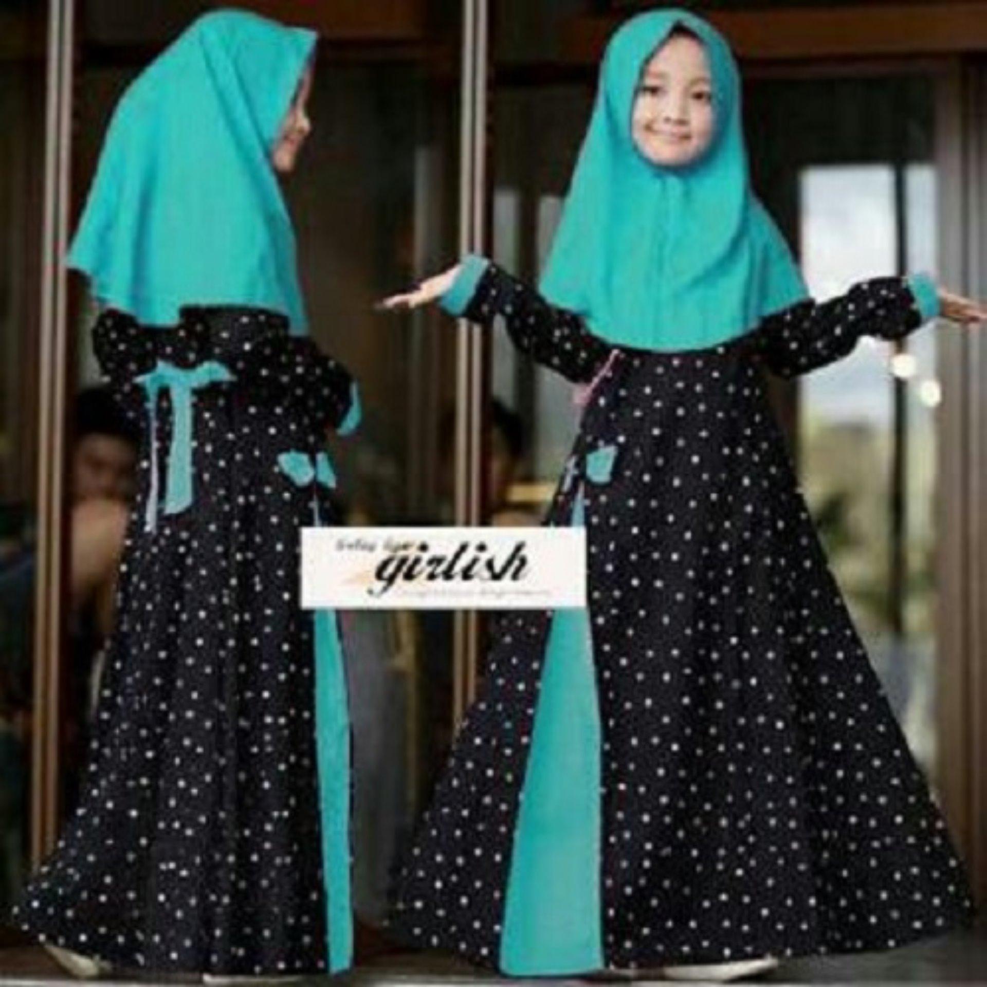 trendshopee Pakaian Muslim Anak Gamis Maxi Shalitta Polkadot