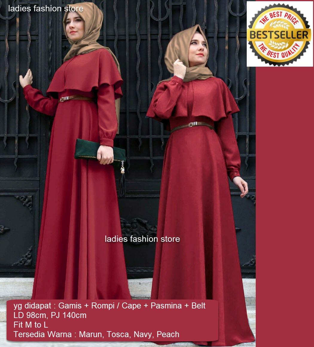 GAUN GAMIS PESTA MODERN / GRATIS PASMINA DAN BELT / GAMIS MAXI SYARI MUSLIMAH / GAMIS BAHAN MELAR / TERUSAN PAKAIAN MUSLIM / SETELAN SYARI / ATASAN GAMIS / DRESS GAMIS MURAH / GAUN PESTA / GAMIS MODEL BARU / DRESS MODERN SS (ARACL) NAVY PEACH TOSCA MARUN