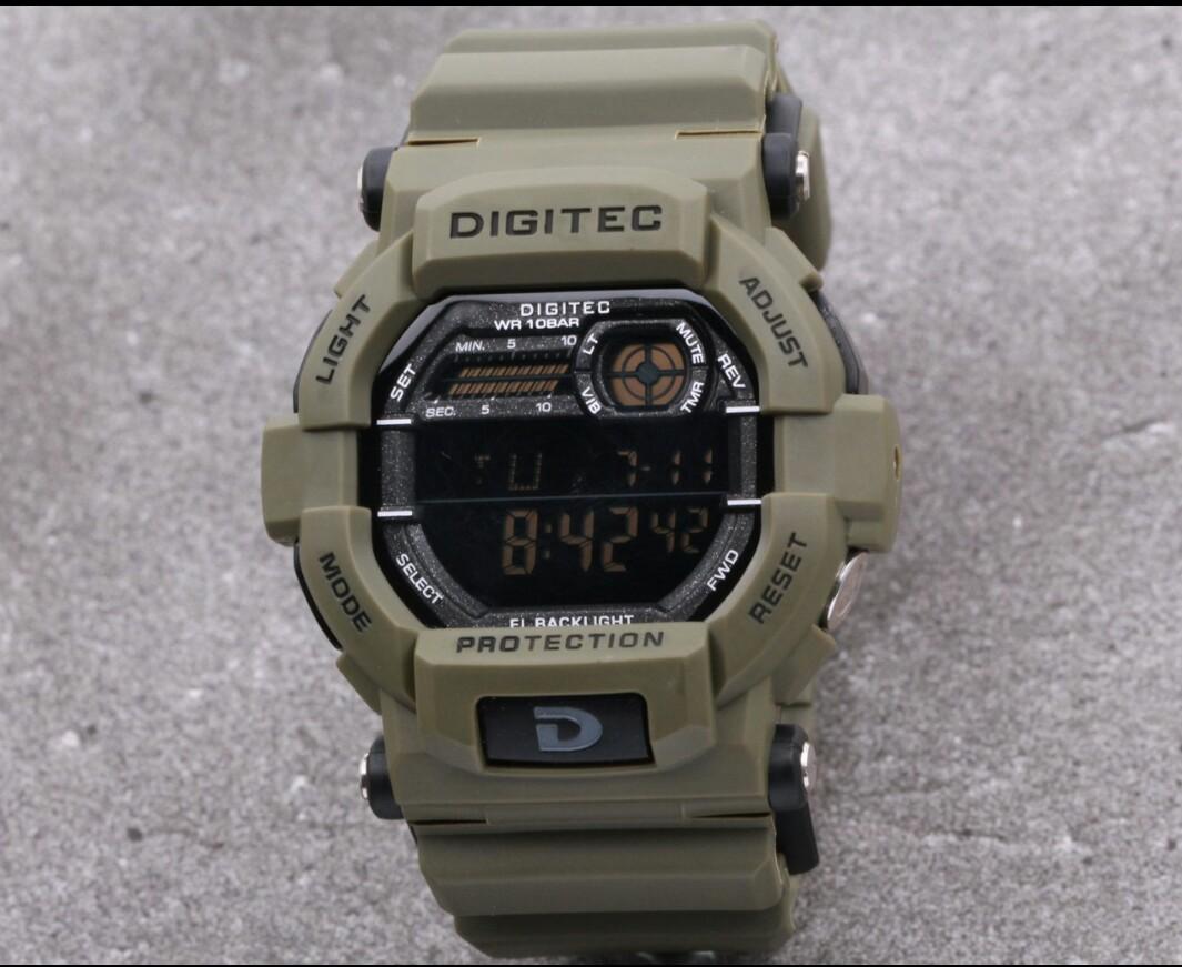 Jam Tangan Pria Sport Army Digitec 2054 Original Anti Air Black Grey Karet FH