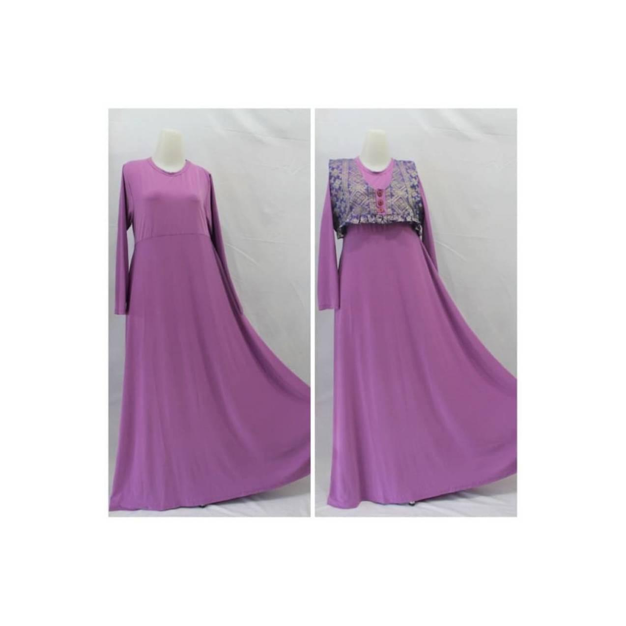 Baju Gamis Cardigan Dengan Rompi Songket Motif Etnik 5