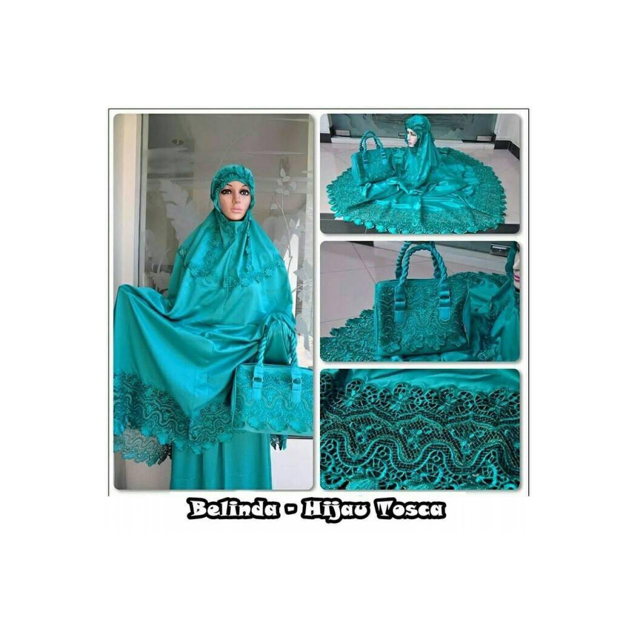 MUKENA DEWASA BELINDA HIJAU TOSKA VELVET LACE ASLI TASIKMALAYA