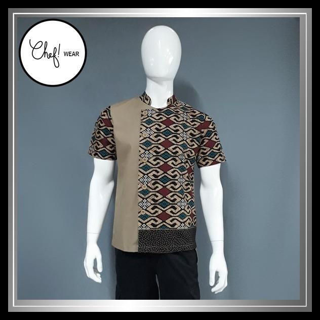 Chef Wear Baju Koki Coklat Komb Batik Coklat Lengan Pendek