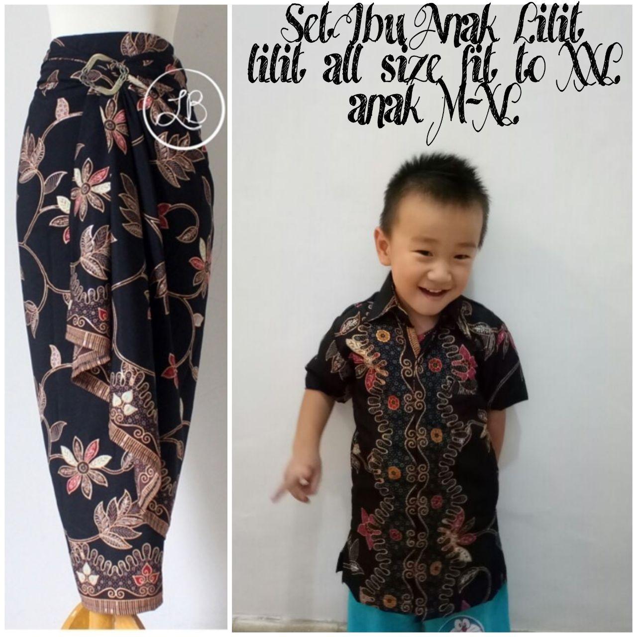 Glow fashion Couple batik ibu dan anak rok lilit wanita dewasa long skirt dan kemeja anak anak shirt Tya