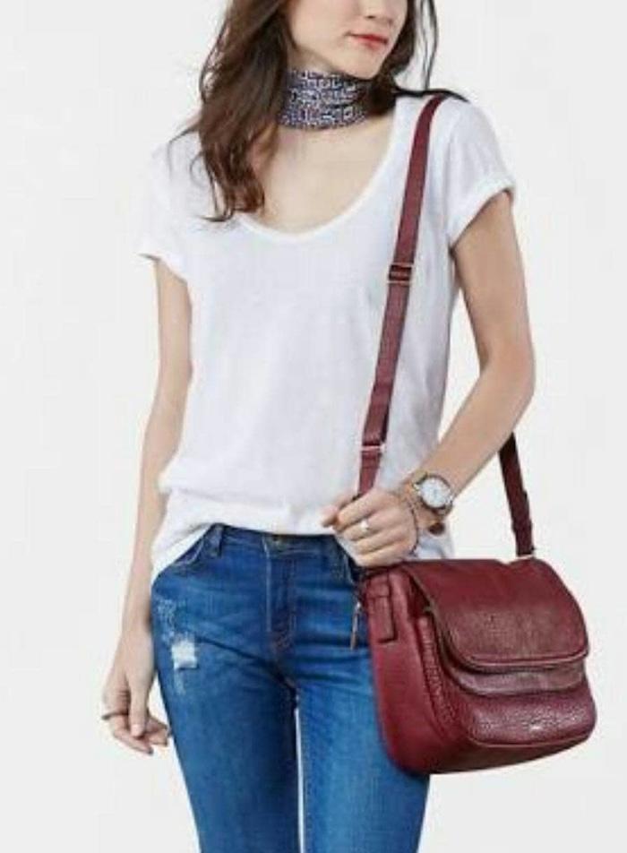 Tas fossil original peyton double flap large wine