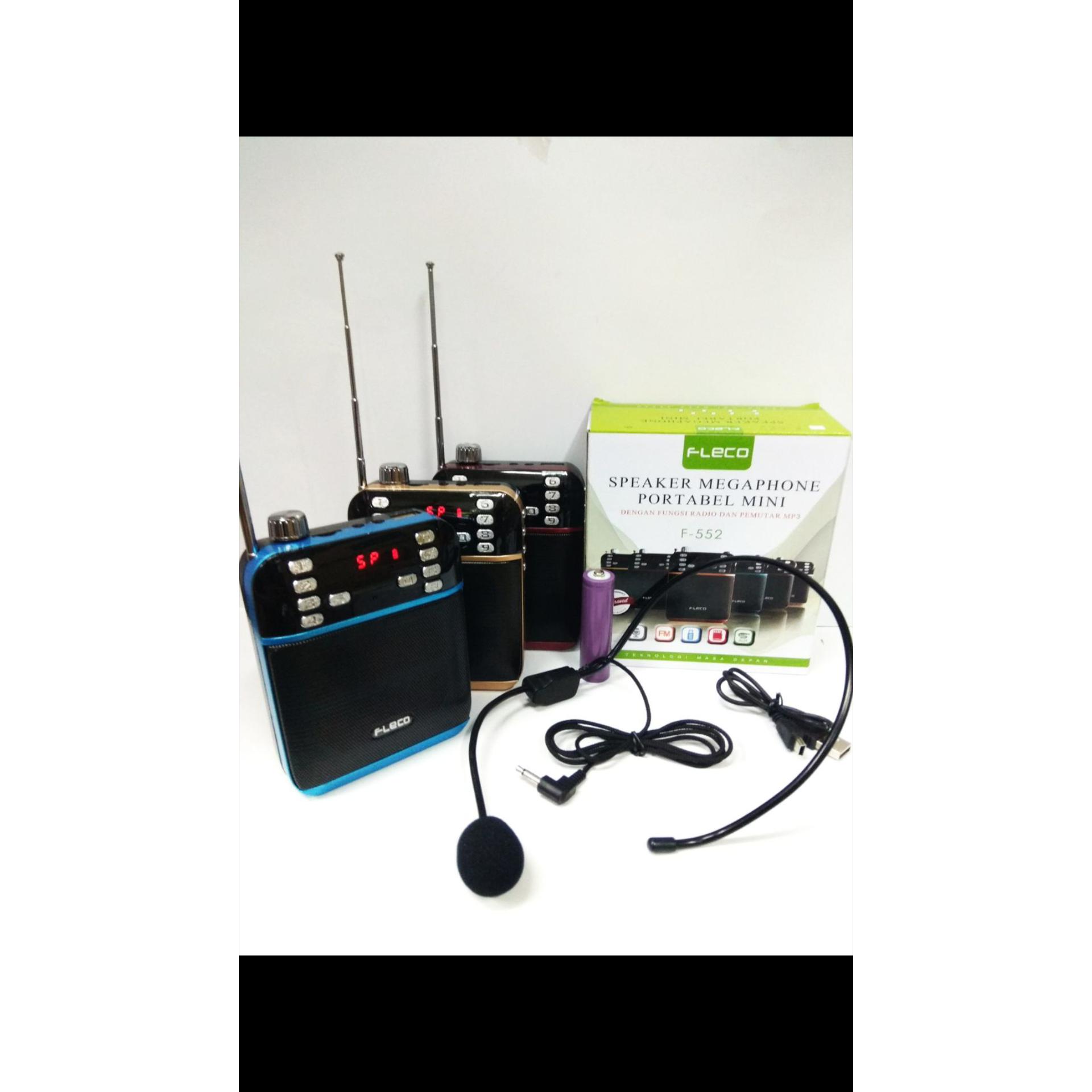 FLECO 552 ORIGINAL bonus baterai cas Waistband MEGAPHONE PA speaker meting mini pinggang mic microphone charger cas radio mp3 IHS BONUS GRATIS ONGKOS KIRIM