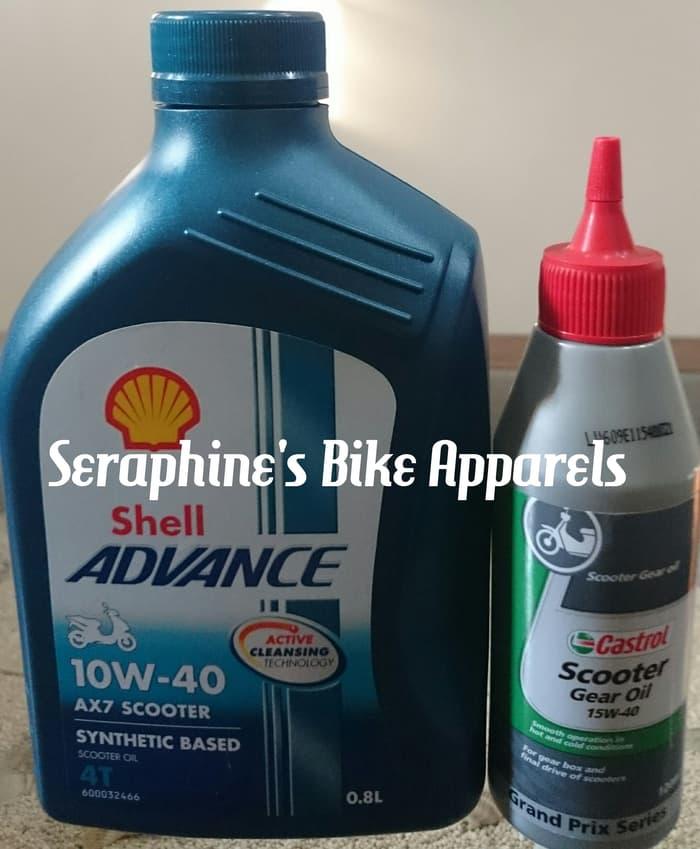 PROMO OLI SHELL ADVANCE SCOOTER AX7 +CASTROL GEAR OIL|SEMUA MATIC OK
