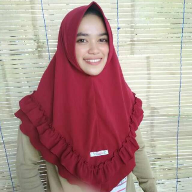 Jilbab instan daily KHIMAR REMPEL TUMPUK BAHAN WOLFIS (hitam)