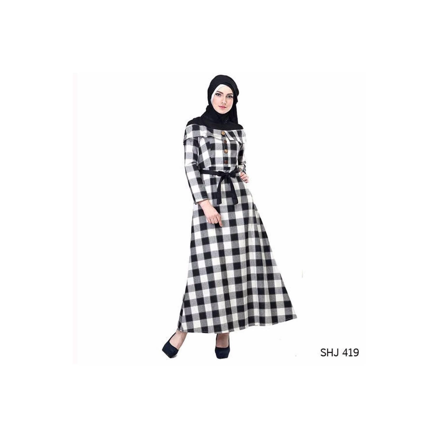best seller Baju Gamis Casual Bahan Katun motif Kotak