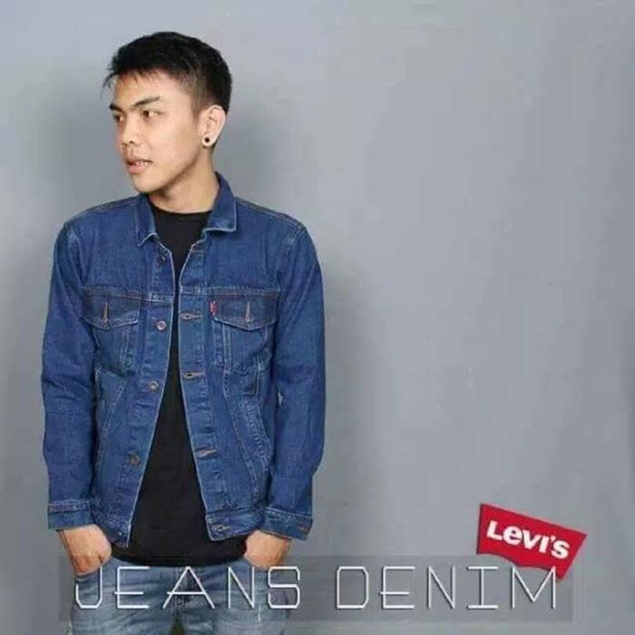 TERLARIS Jaket Jeans Levis Denim Biru muda pudar langit telur asin Size S M L