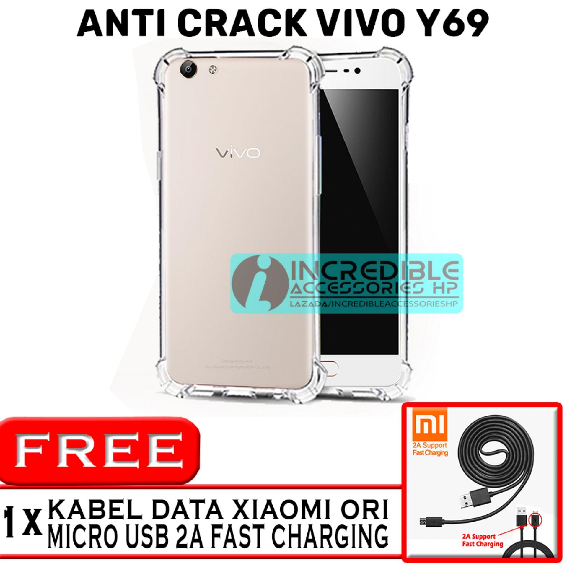 PROMO Case Anti Shock / Anti Crack Elegant Softcase for Vivo Y69 - White Clear + Free Kabel Data Xiaomi Ori Micro USB 2A Fast Charging