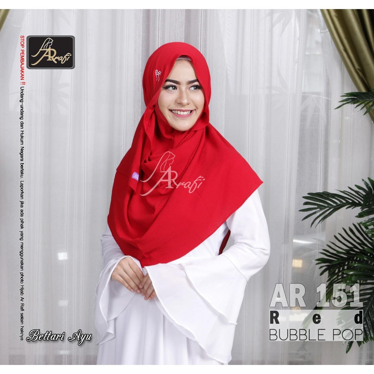 Hijab Jilbab kerudung pashmina instant pastan tali serut AR RAFI 151 red