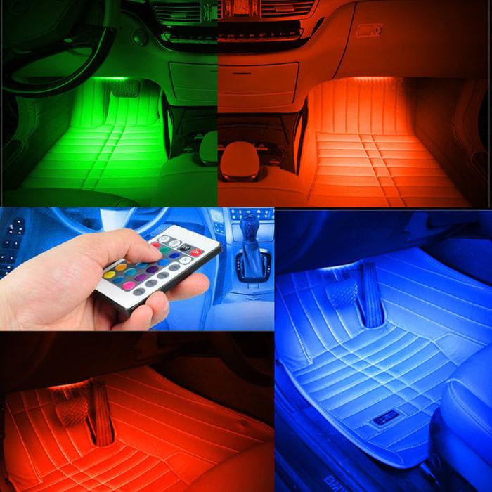 DRL LED Kolong jok footstep Lampu mobil Dashboard 16 Warna + Remote | ( lampu mobil hid plafon depan rem sorot led h4 kabut fog lamp tembak variasi strobo rem toyota innova hid avanza osram )