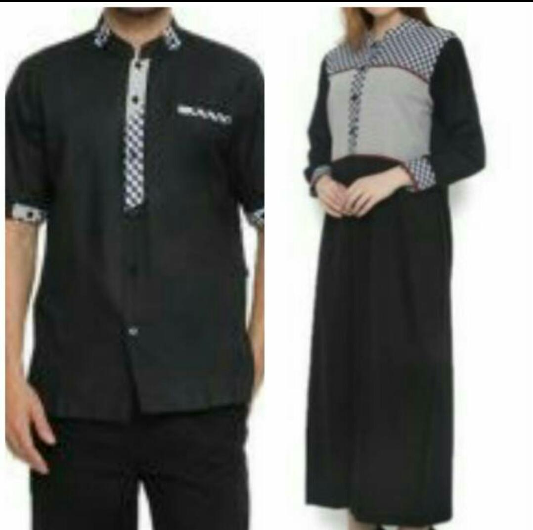 SALE BAJU COUPLE SUAMI ISTRI LEBARAN KOKO PRIA GAMIS WANITA KEREN MURAH ASLI TERBARU ORIGINAL ADEM WARNA HITAM