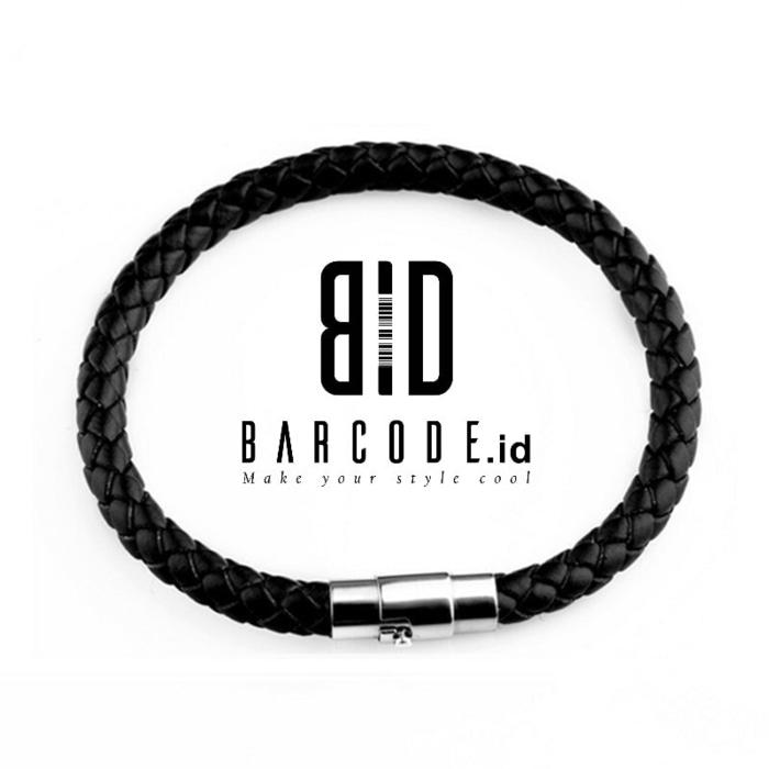 Barcode.id Gelang Kulit Pria / Gelang Pria Vintage Anyam Magnet Keren