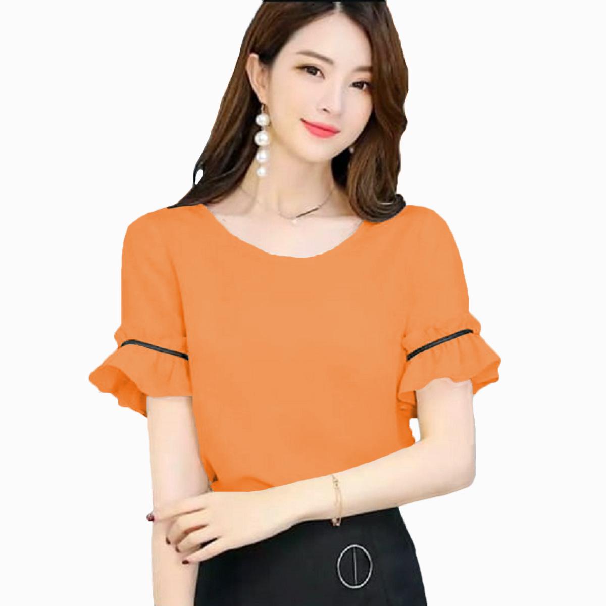 Blouse Tangan Pendek Wanita Gaya Korea Model Terbaru - Jfashion Atari