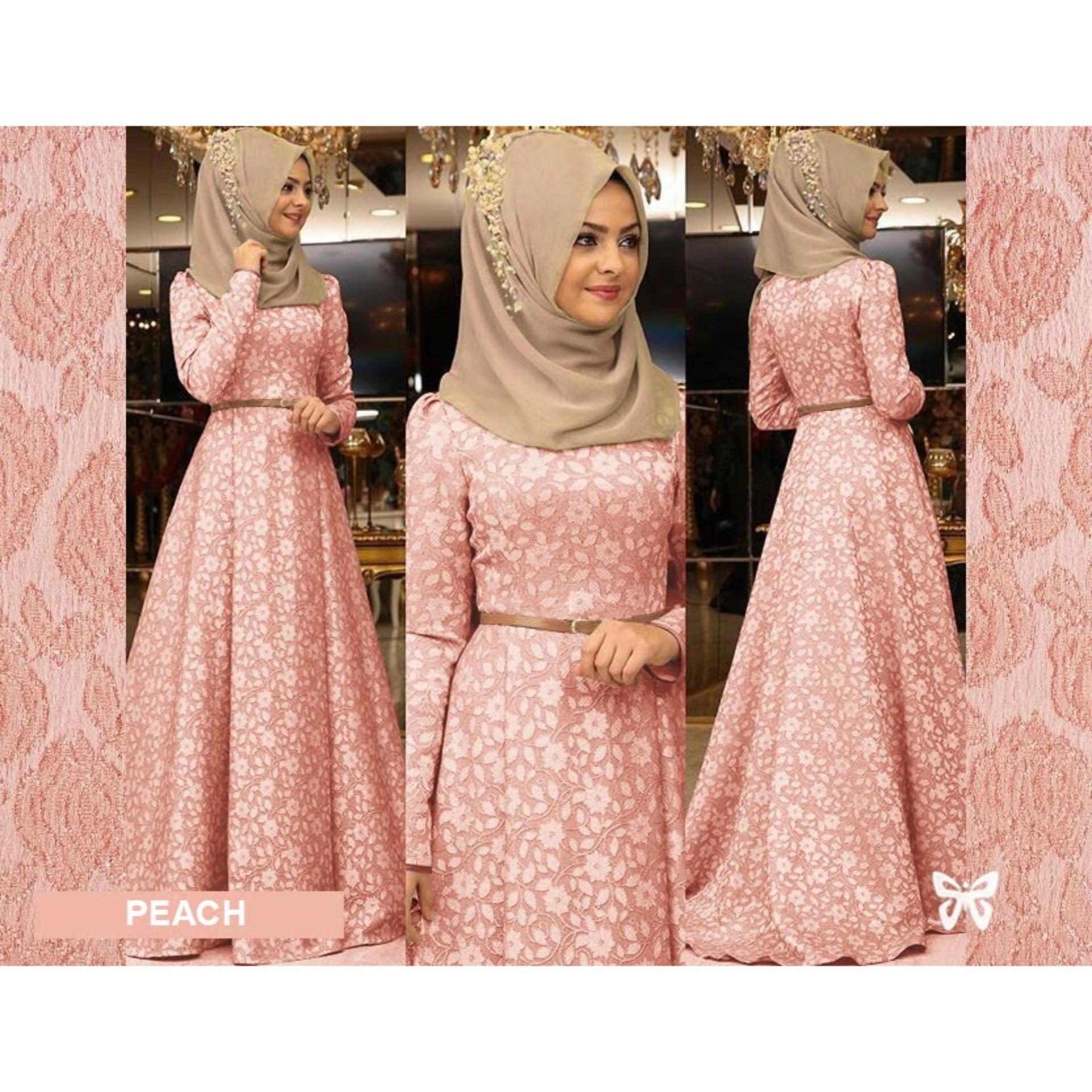 Glm Gamis Maxi Dress Gamis Etnik Flowery Black Lihat Daftar Harga Maxi Dress Lengan Panjang MSR087 Gamis Syari Gaun Pesta Muslimah Baju Muslim Wanita