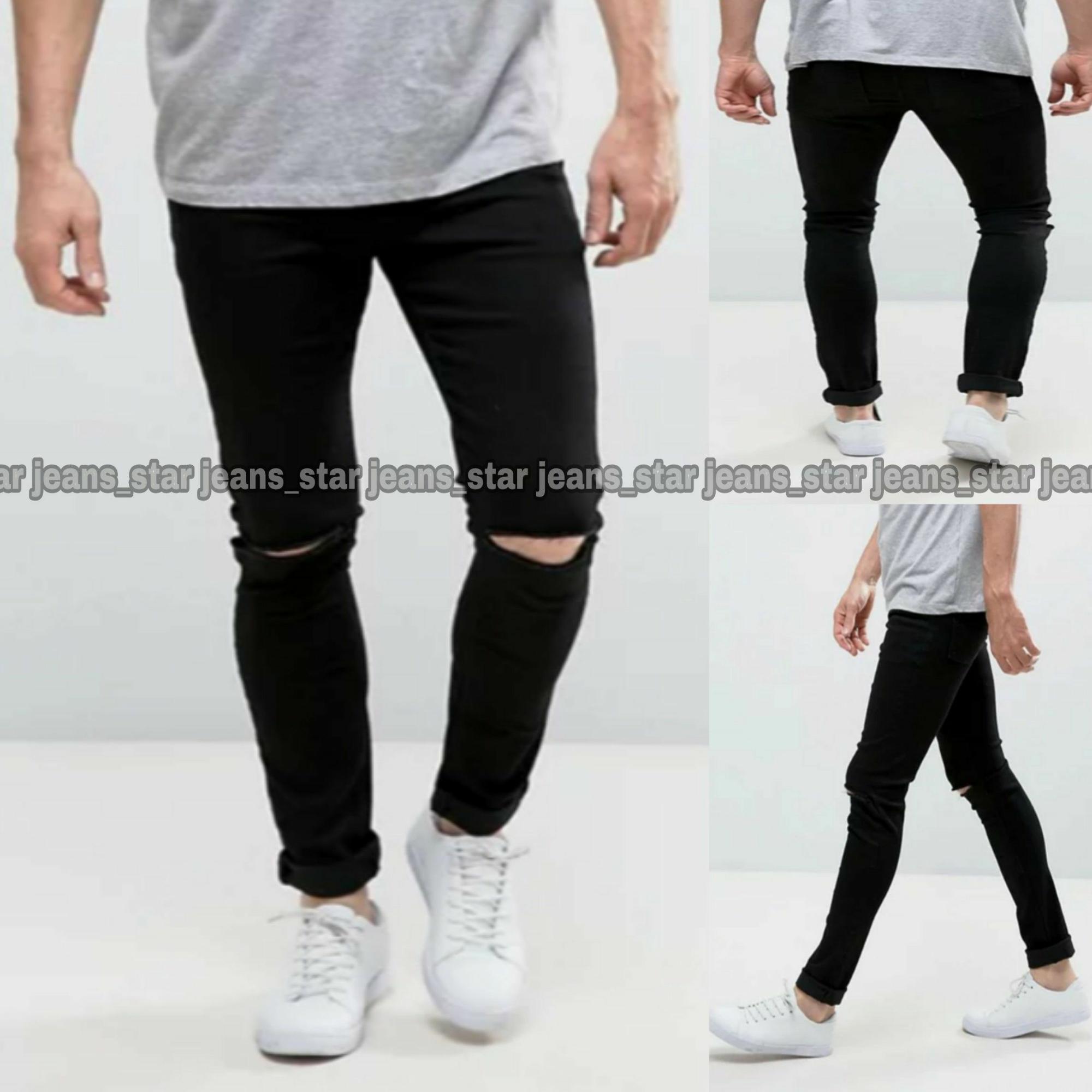 SJ_celana jeans sobek panjang pria distro