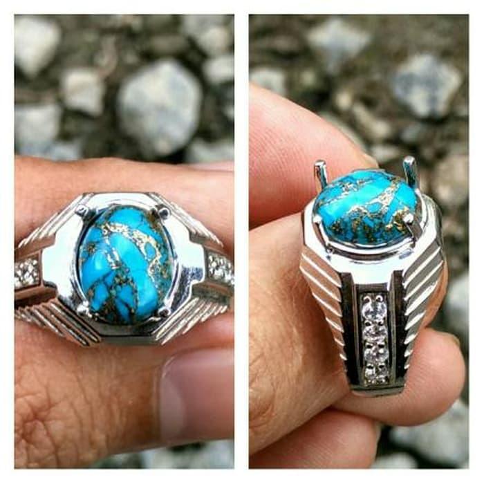 Pirus Serat Emas Ring Perak Murni | Pirus Urat Emas |