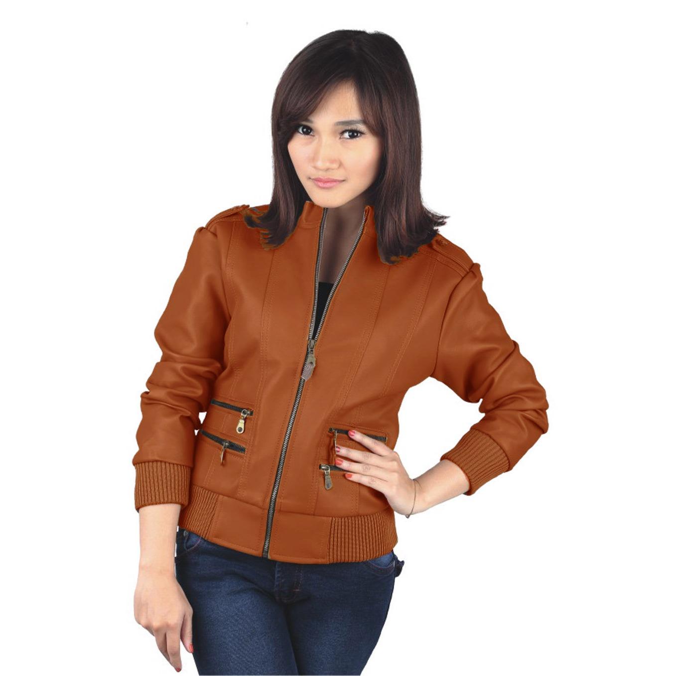Sidnanes Jaket Semi Kulit Wanita Trendy Casual