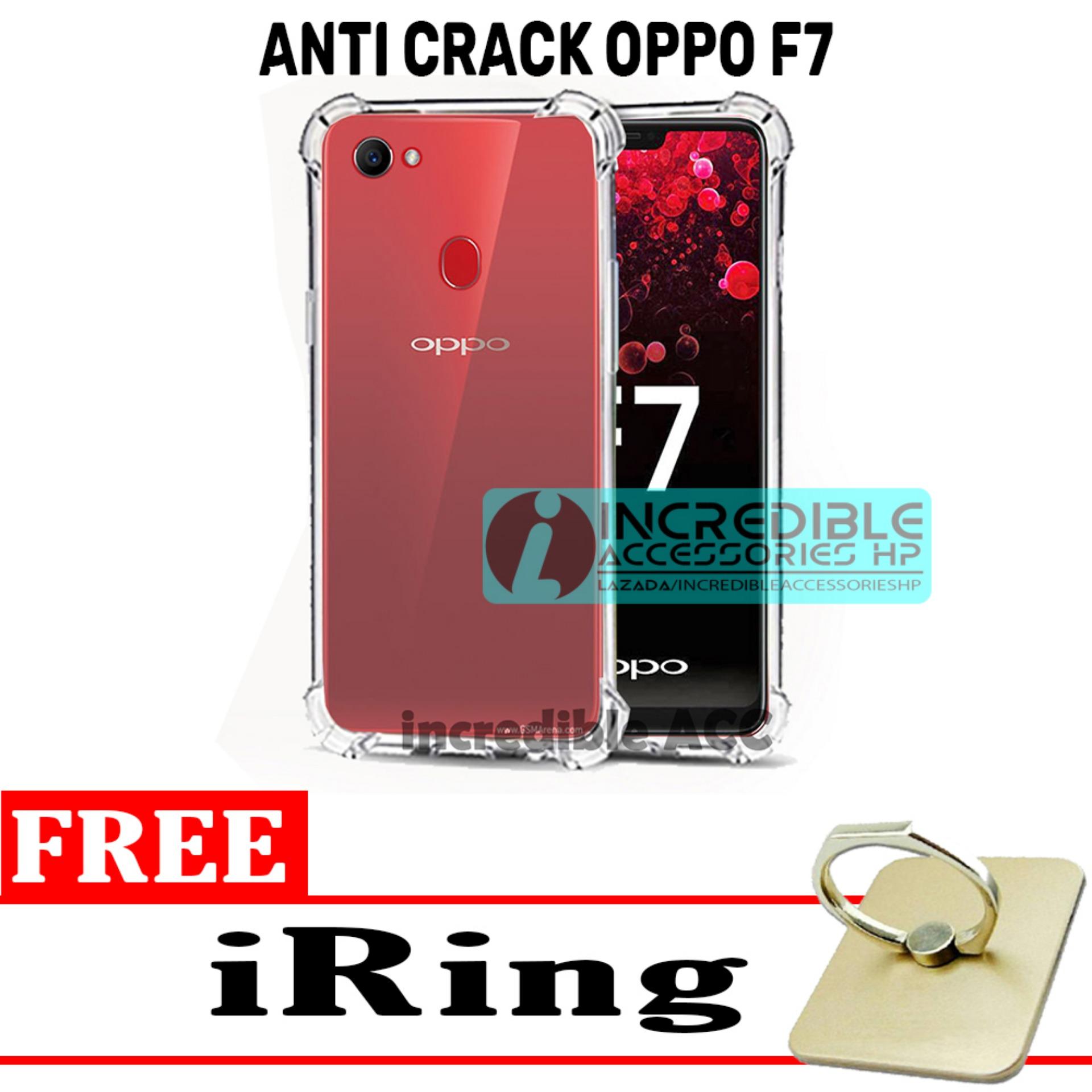 Oppo F7 Anti Crack Premium Softcase Jelly Case - White Clear + Free iRing Random Warna